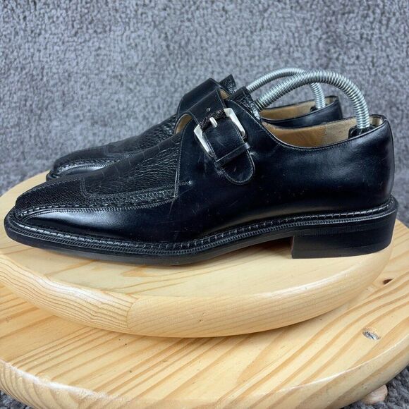 Brass Boot Oxford Genuine Ostrich Leather Mens 8.5 Black Shoe Handmade in Spain main image 7